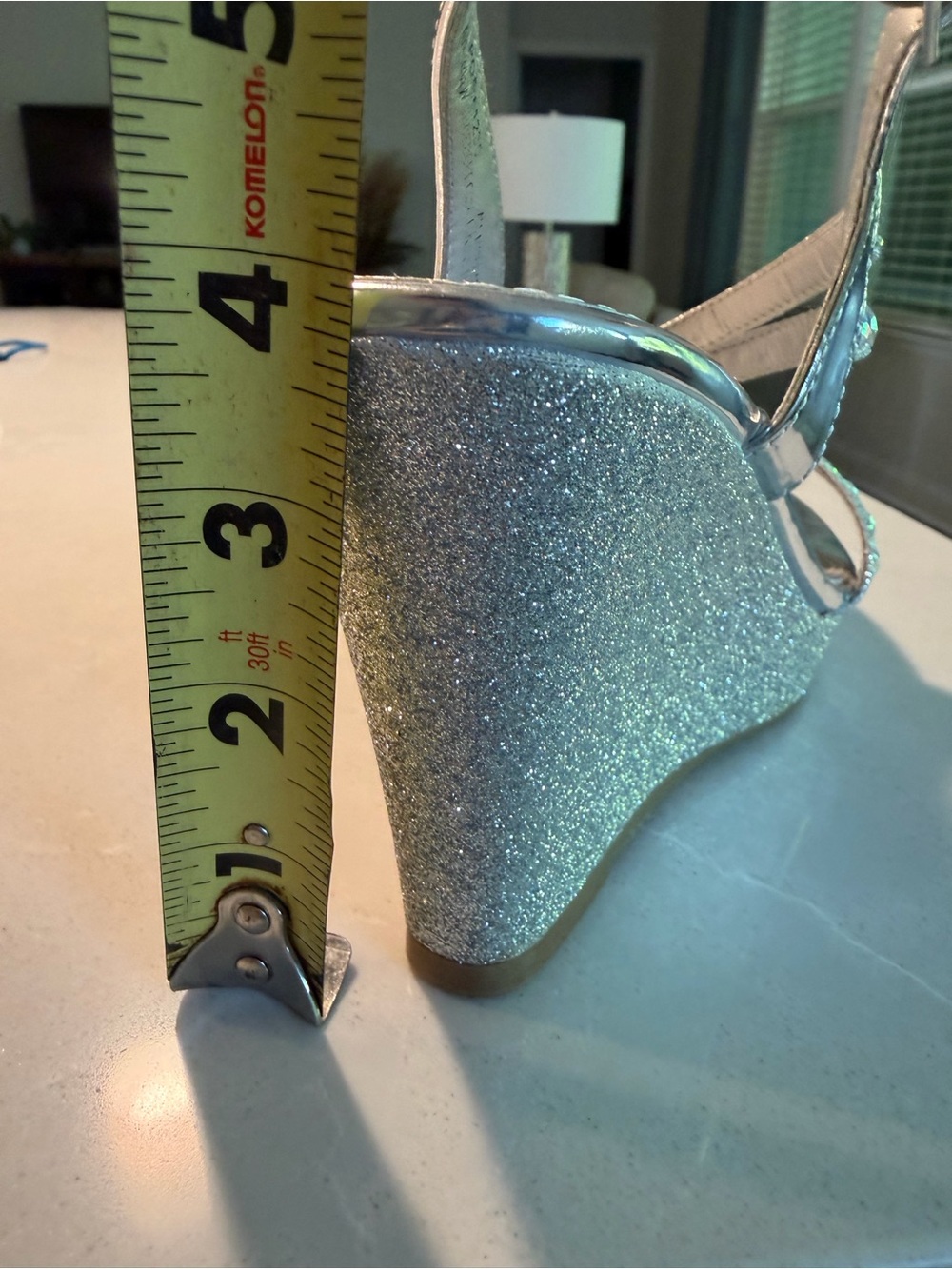 Silver Slippers wedge heels. Sling back, adjustable strap. Size 6 - Picture 6 of 6
